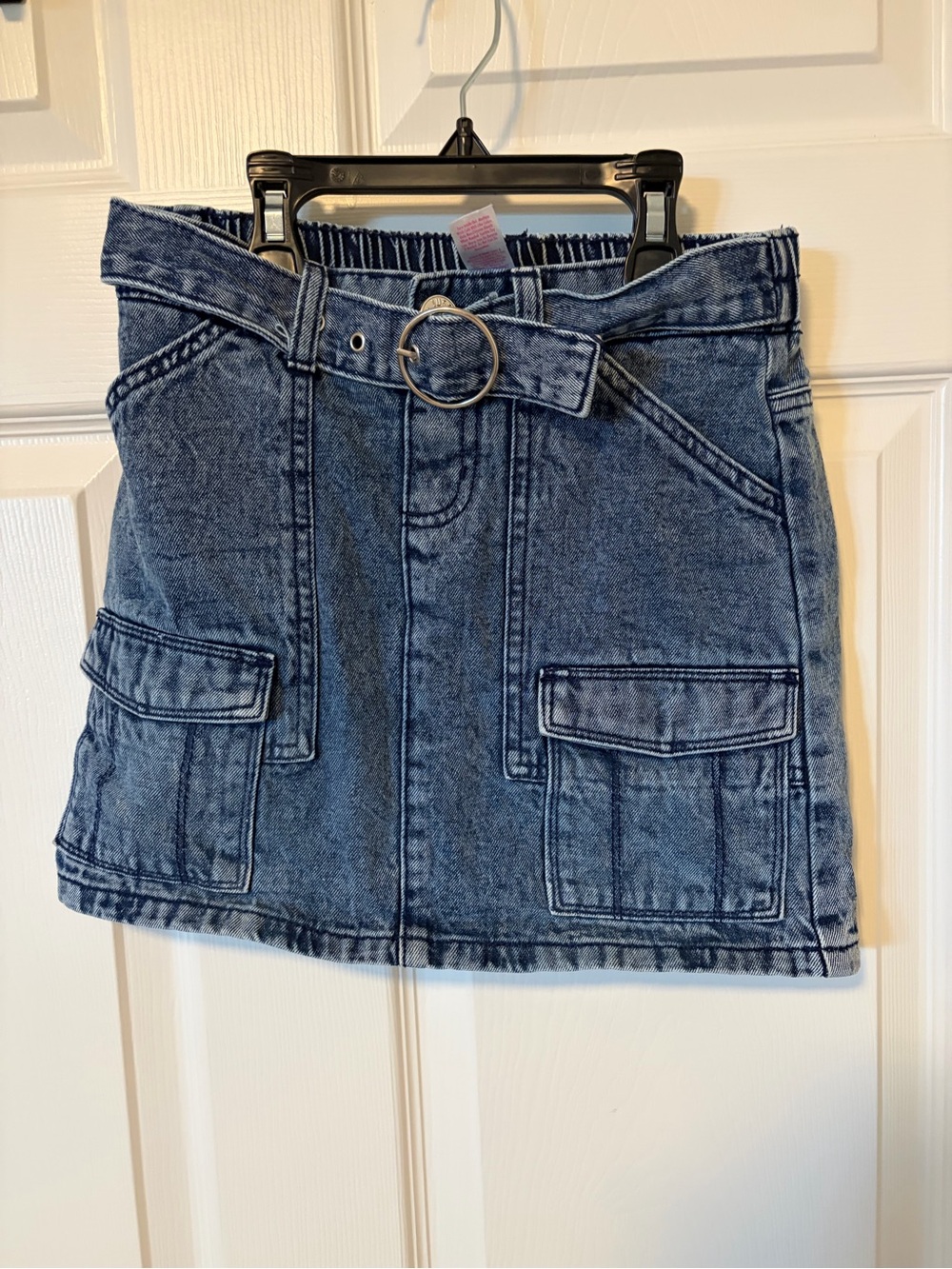 Justice Blue Denim Cargo Mini Skirt with Ring Belt
